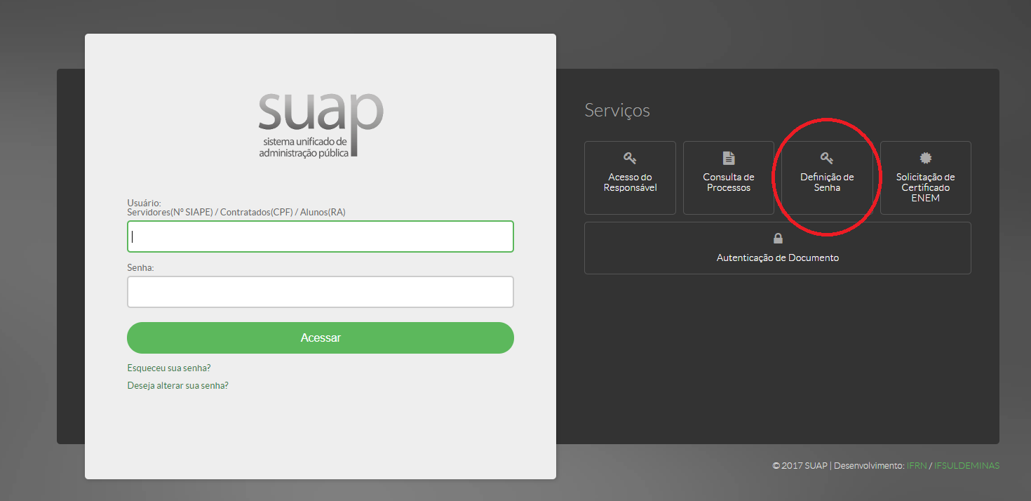2018 08 primeiro acesso suap discente ensino superior SUAP tela02