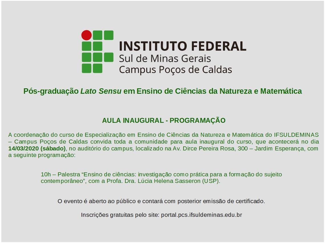 aula inaugural pos ciencias
