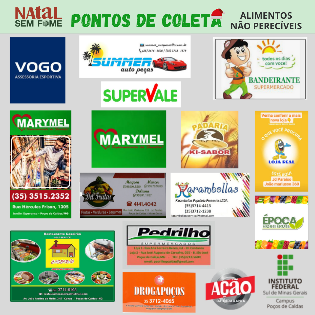 3 Pontos de Coleta de Alimentos não perecíveis