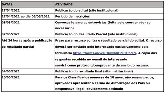 novo cronograma if mais empreendedor