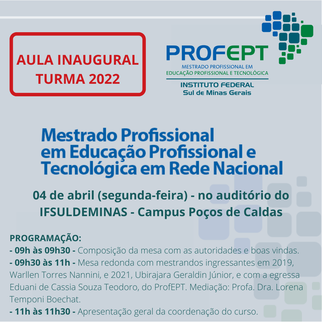 Mestrado ProfEPT Turma 2022 aula inaugural