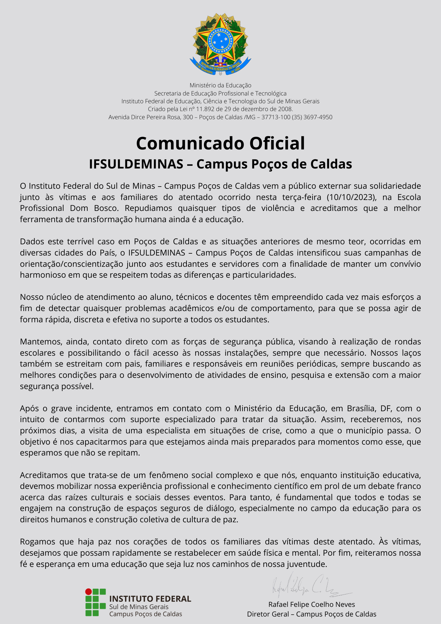 Comunicado Oficial 